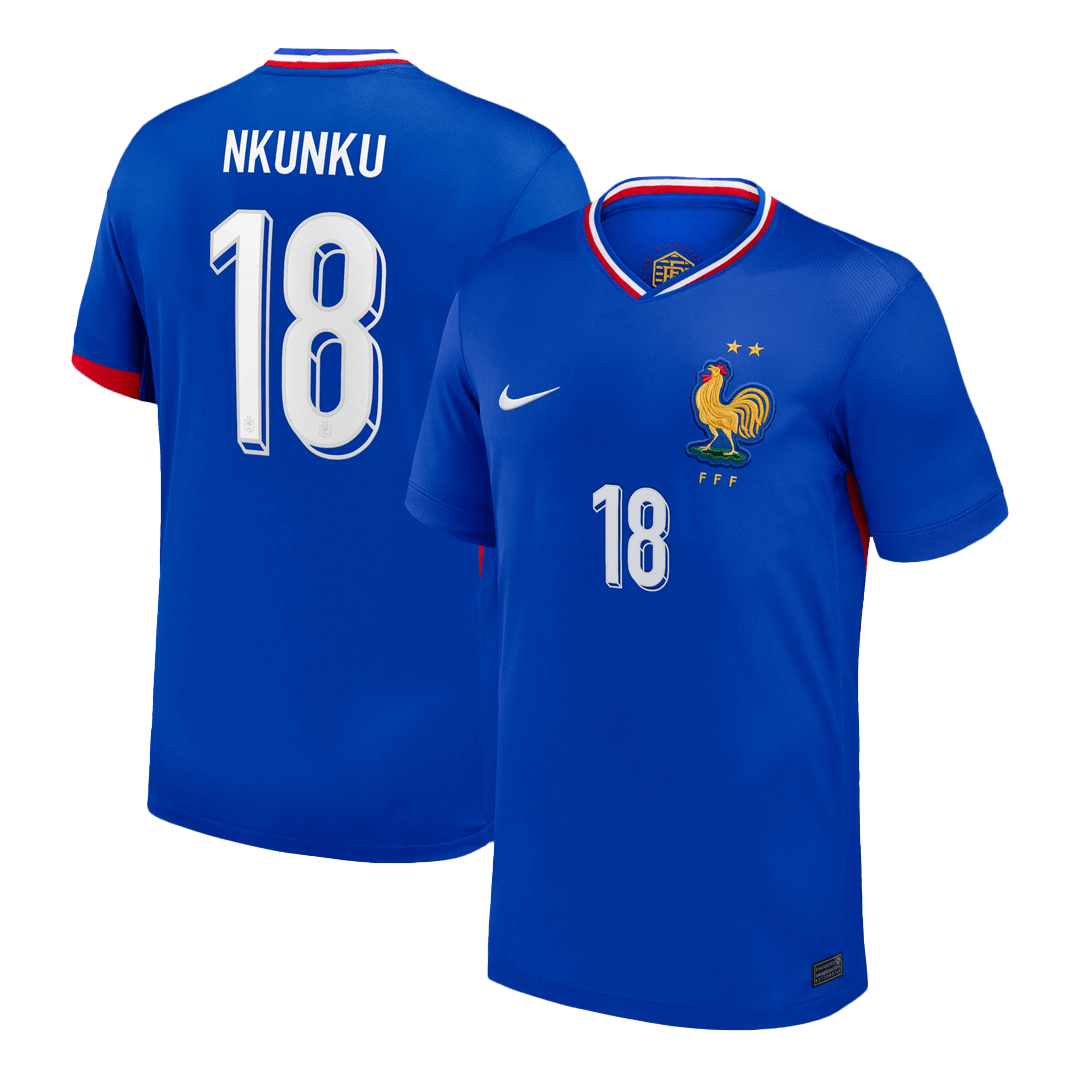 NKUNKU #18 France Euro Home Soccer Jersey 2024 Blue - Football Shirt | SmartJerseys | Official Quality