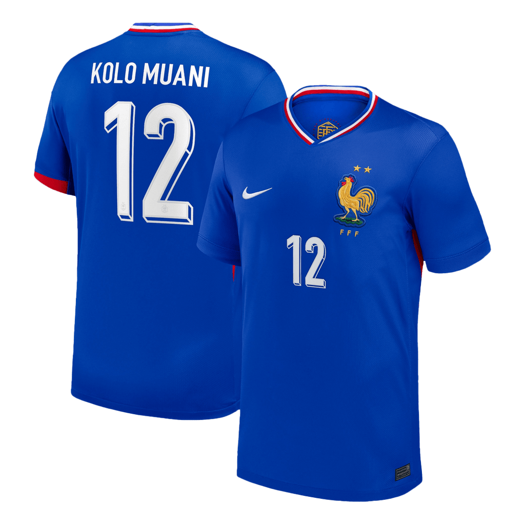 KOLO MUANI#12 France Euro Home Soccer Jersey 2024 Blue - Football Shirt | SmartJerseys | Official Quality