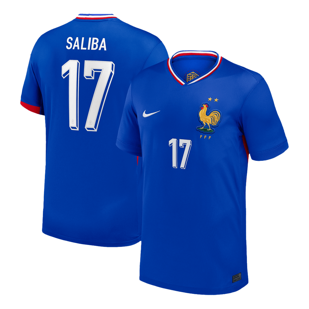 SALIBA #17 France Euro Home Soccer Jersey 2024 Blue - Football Shirt | SmartJerseys | Official Quality