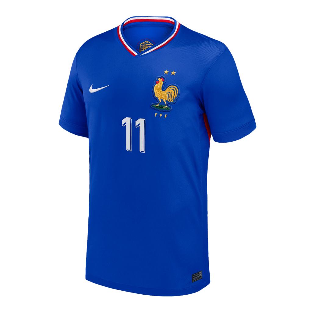Maillot domicile de l'Euro 2024 de l'équipe de France, Olise n°11, bleu 