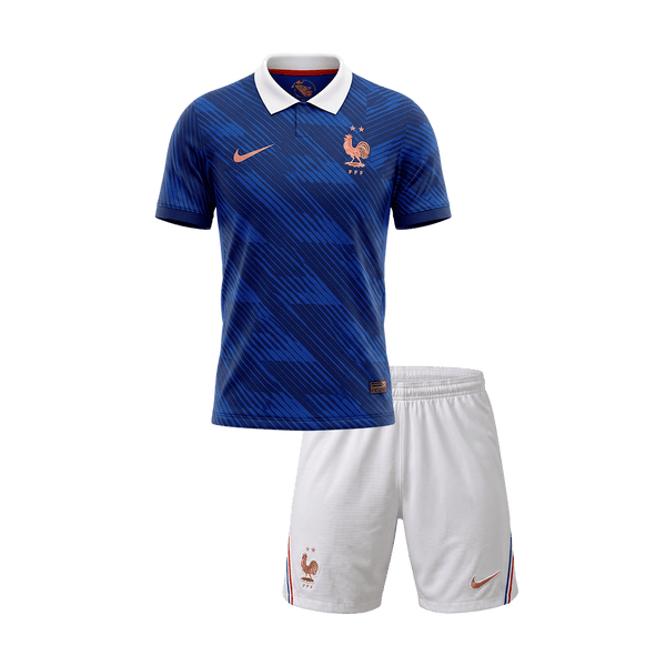 Kids France Home Soccer Jersey Kit(Jersey+Shorts) World Cup 2026 Blue&White