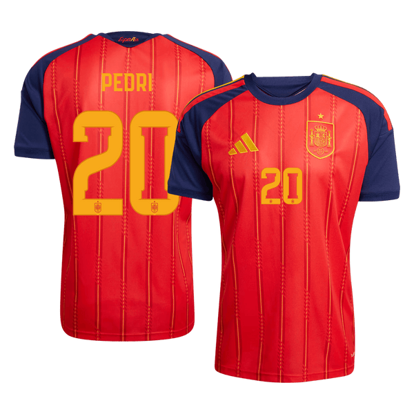 PEDRI #20 Spain Home Soccer Jersey World Cup 2026 Red - red front view - SmartJerseys