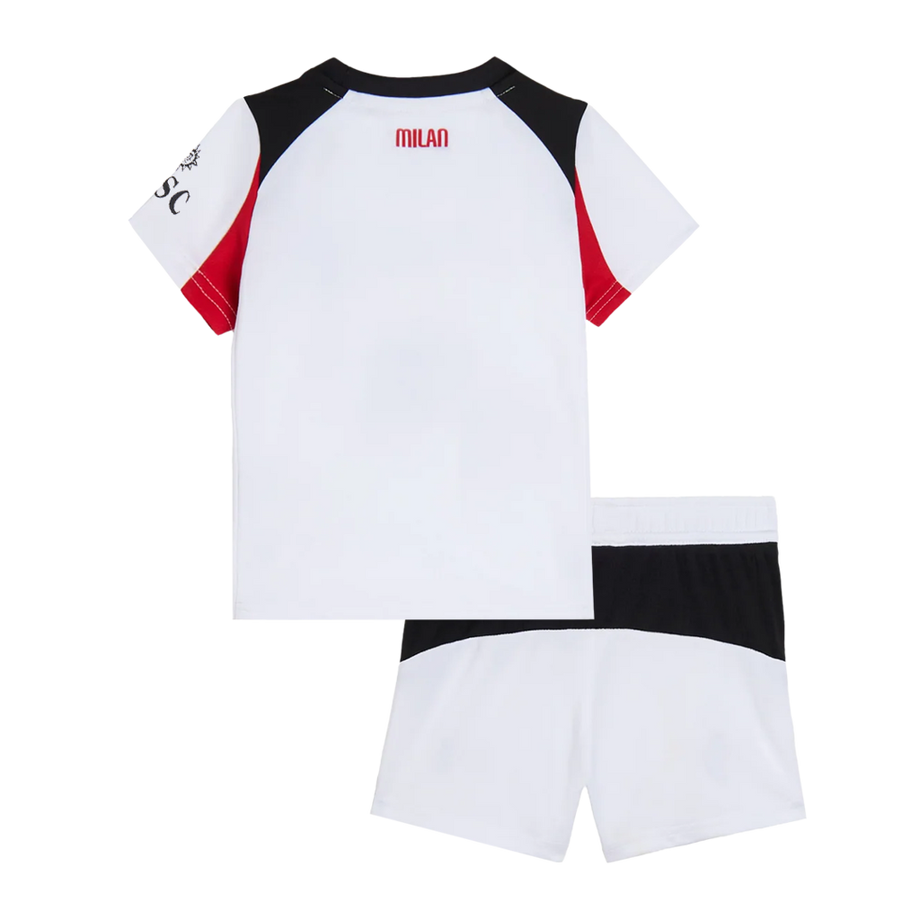 Camiseta de fútbol visitante del AC Milan para niño (camiseta y pantalón corto) 25/26 blanca