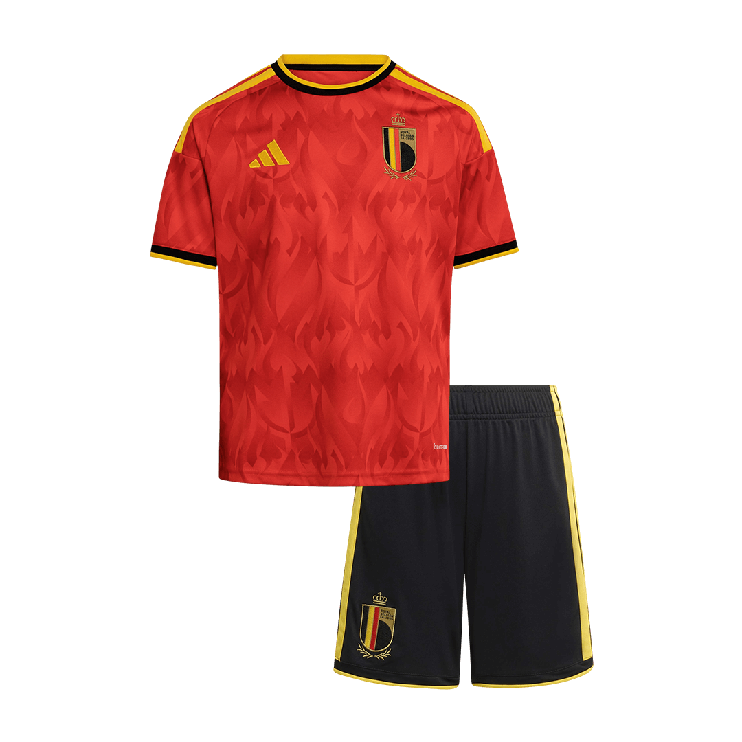 Kid's Belgium Home Soccer Jersey Kit(Jersey+Shorts) 25/26 Red - Football Shirt | SmartJerseys | Official Quality