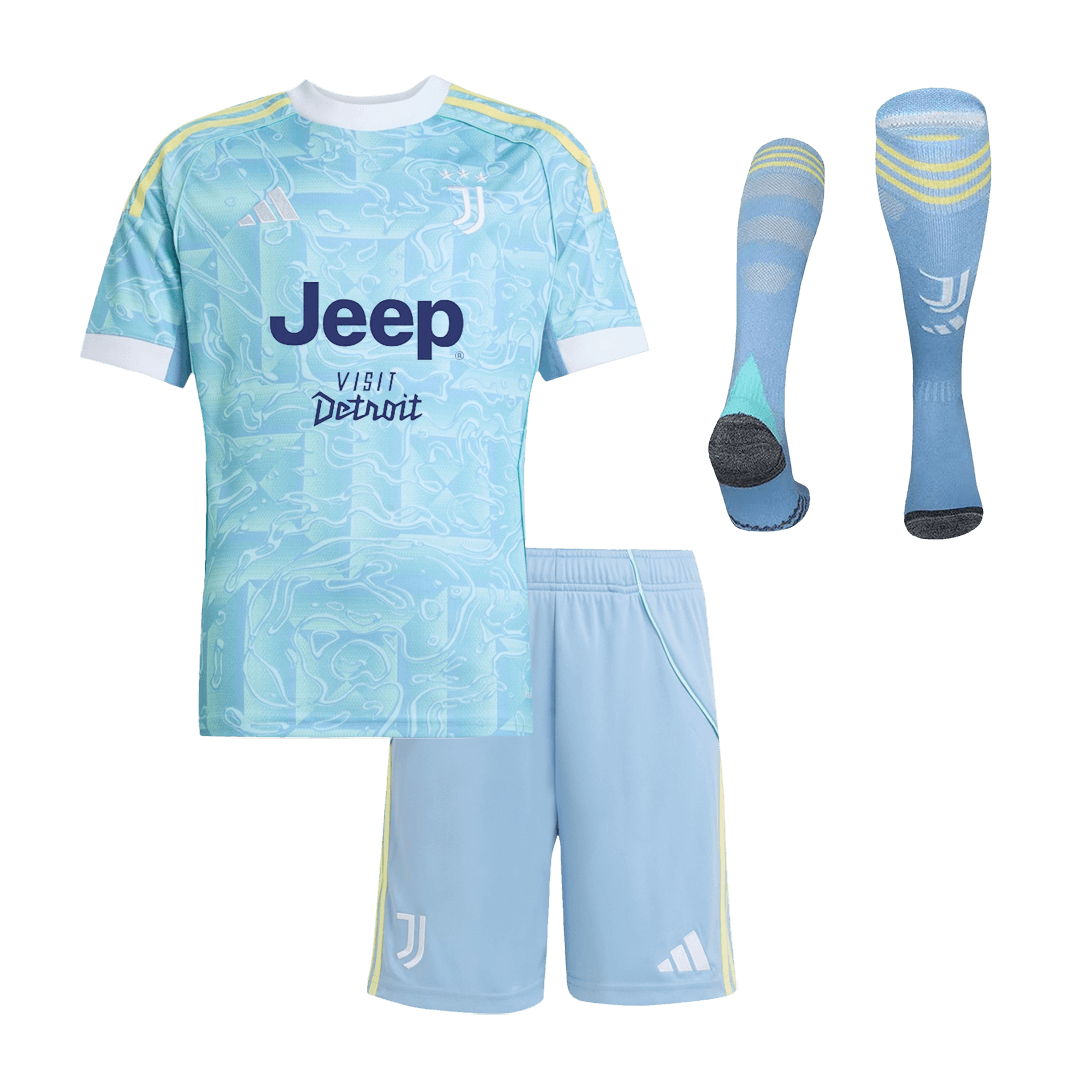 Kid's Juventus Away Soccer Jersey Kit(Jersey+Shorts+Socks)  25/26 Blue - Football Shirt | SmartJerseys | Official Quality