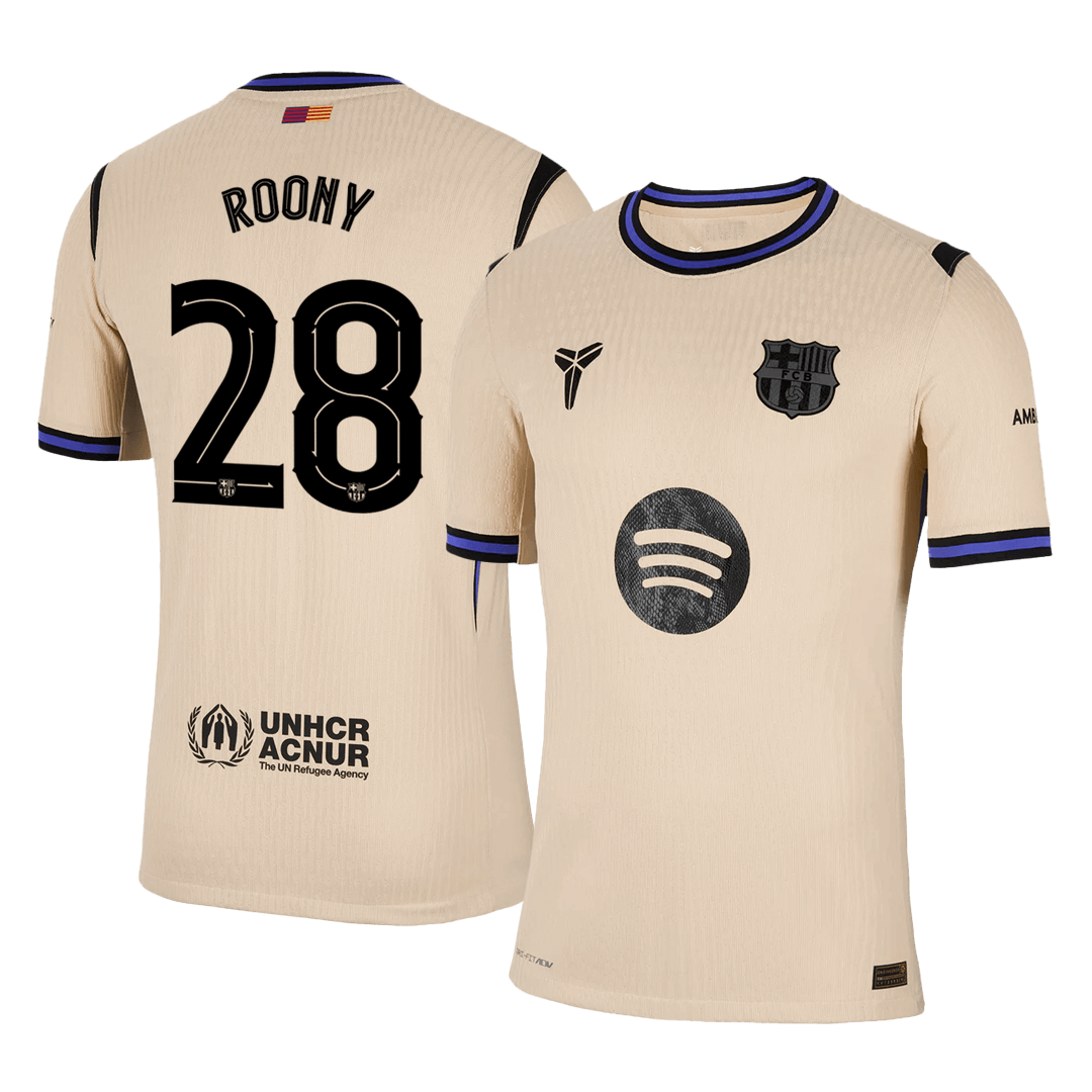 ROONY #28 Authentic Barcelona Away Soccer Jersey 2025/26 Yellow- UCL - Football Shirt | SmartJerseys | Official Quality