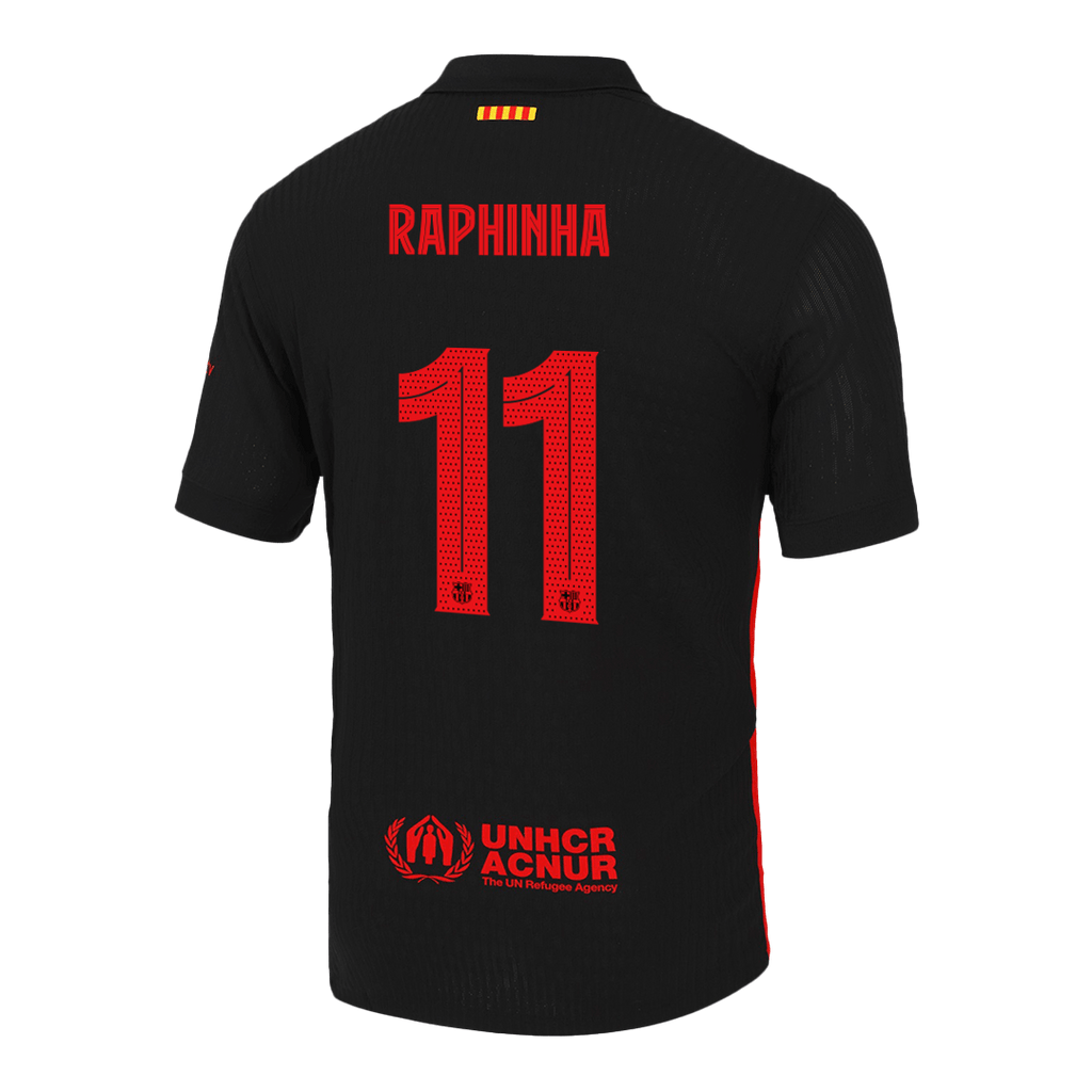 Barcelona RAPHINHA #11 Away Soccer Jersey Authentic 2024/25 - UCL Edition (Spotify Logo Without Text)