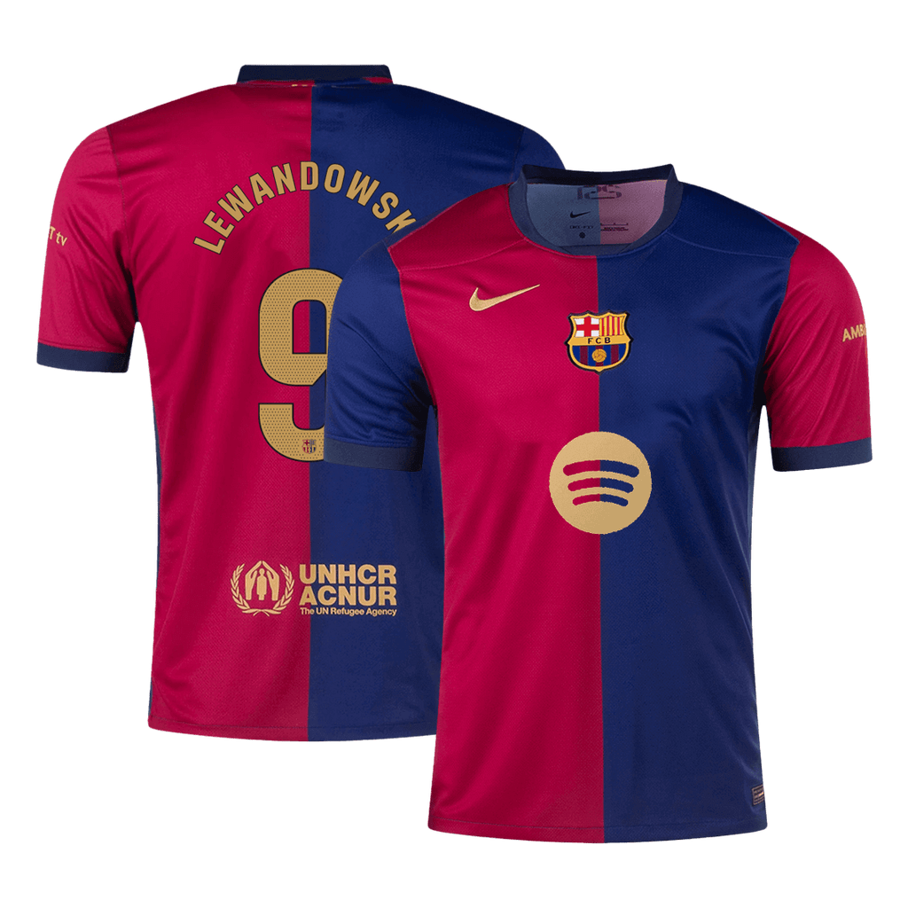 Barcelona LEWANDOWSKI #9 Home Jersey 2024/25 - Spotify Logo Without Text - Football Shirt | SmartJerseys | Official Quality