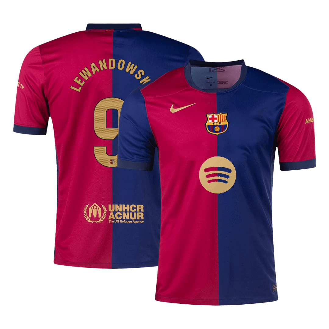Barcelona LEWANDOWSKI #9 Home Jersey 2024/25 - Spotify Logo Without Text - Football Shirt | SmartJerseys | Official Quality