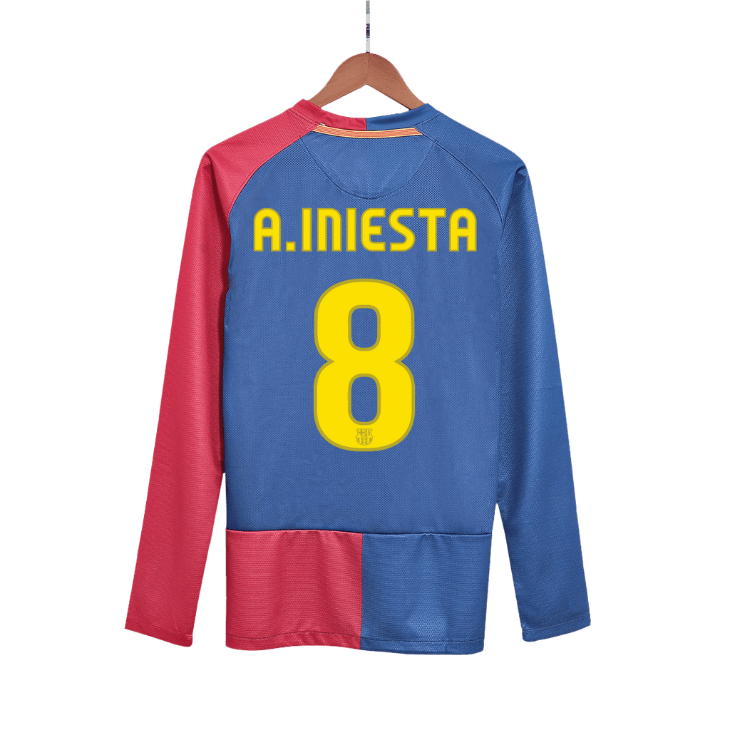 Barcelona A.INIESTA #8 Home Soccer Jersey Retro 2008/09 - Long Sleeve (UCL Final) - Football Shirt | SmartJerseys | Official Quality