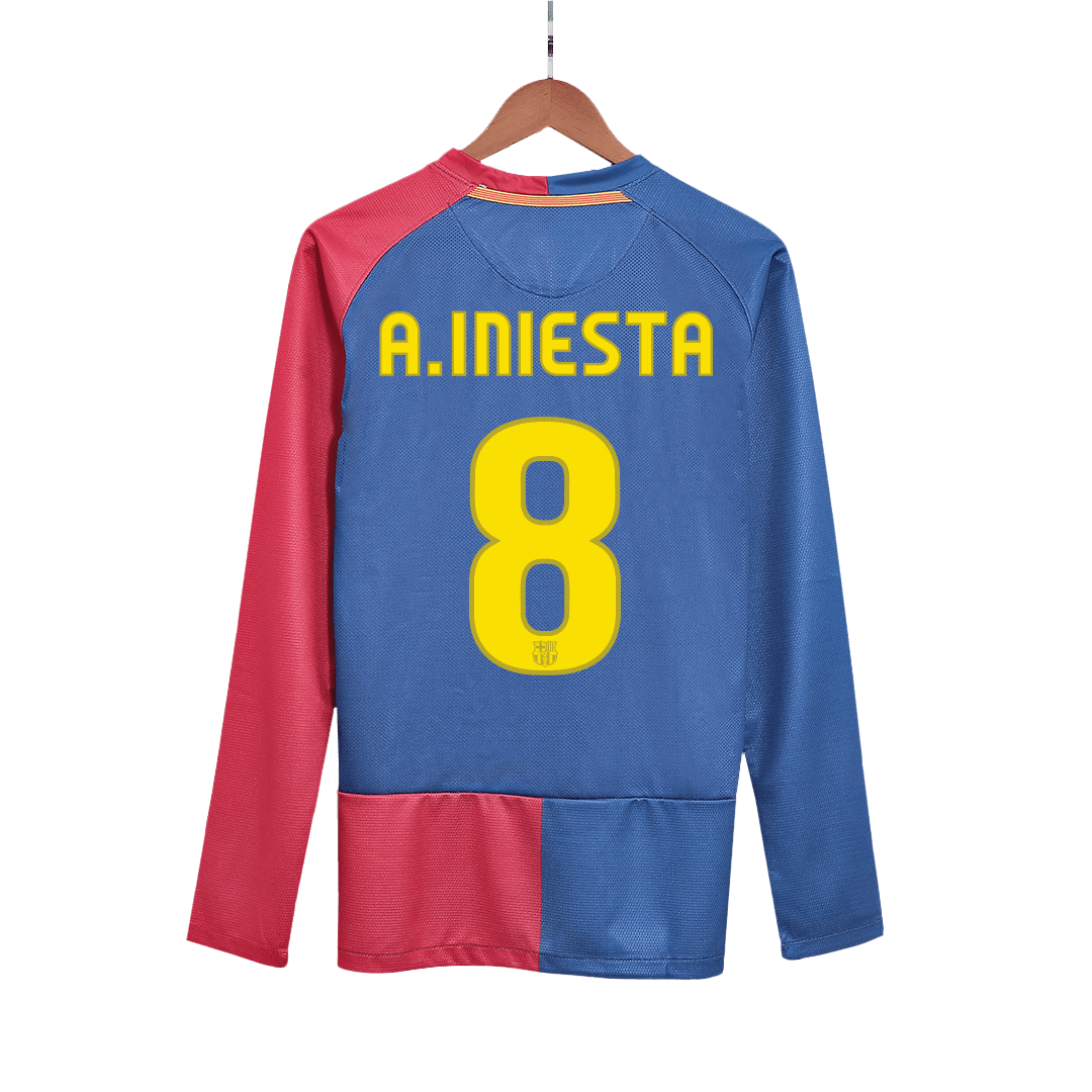 Barcelona A.INIESTA #8 Home Soccer Jersey Retro 2008/09 - Long Sleeve (UCL Final) - Football Shirt | SmartJerseys | Official Quality