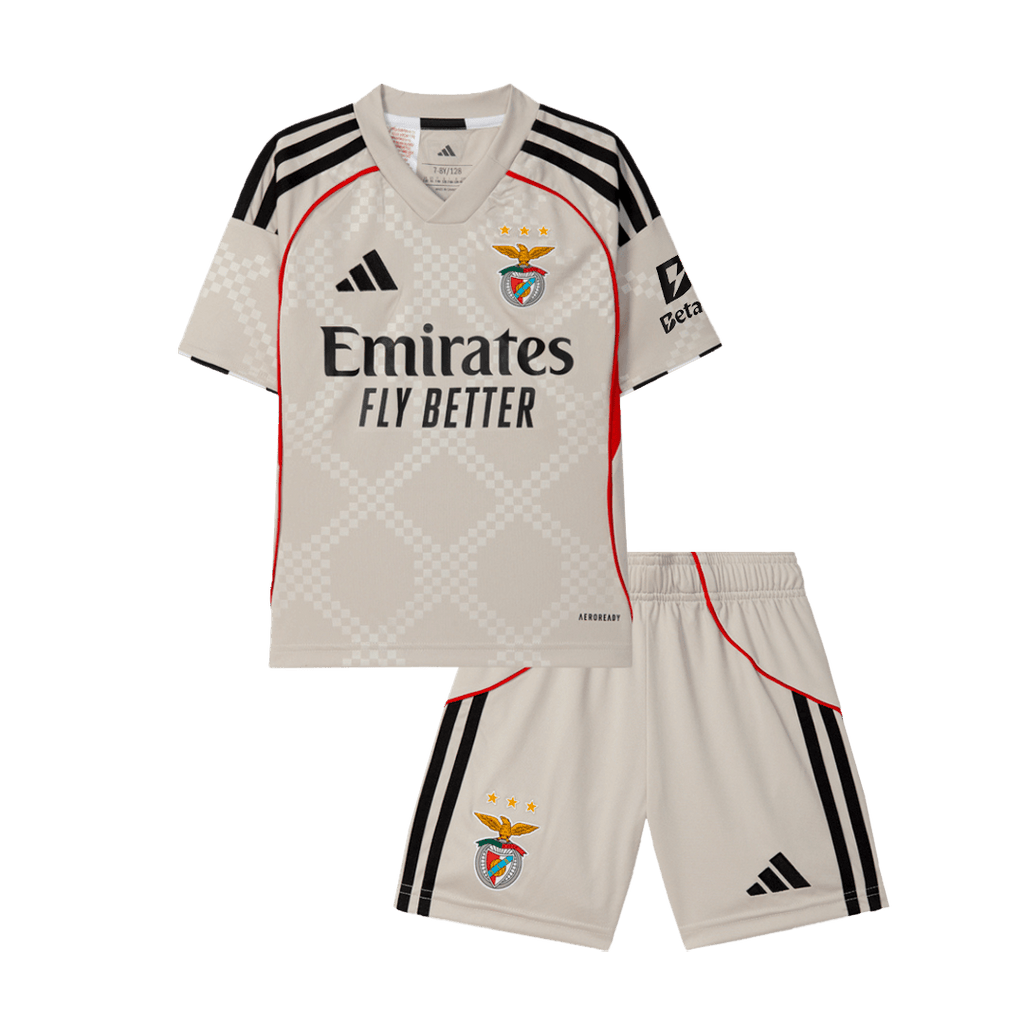 Kid's Benfica Away Soccer Jersey Kit 25/26 Beige - Football Shirt | SmartJerseys | Official Quality