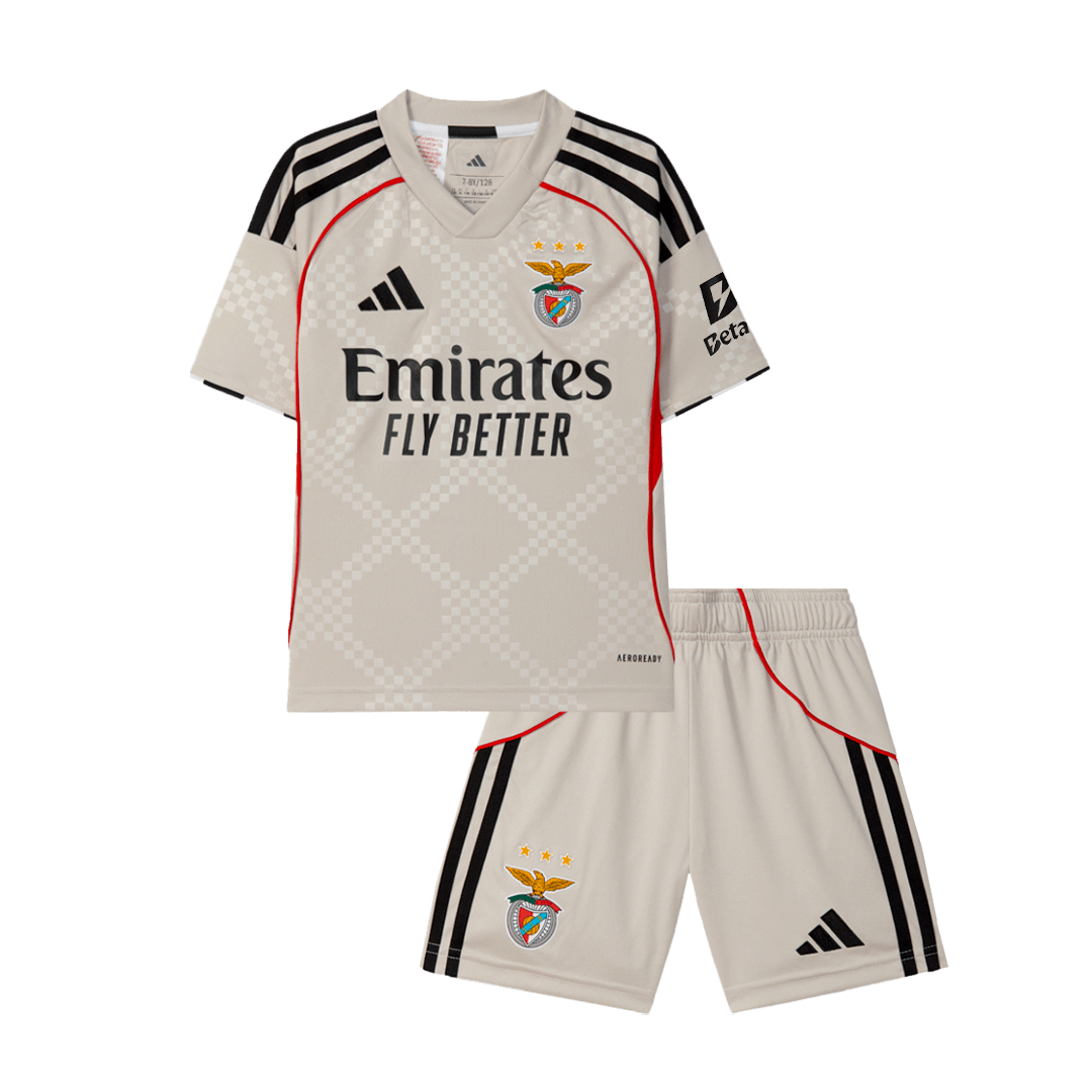 Kid's Benfica Away Soccer Jersey Kit 25/26 Beige - Football Shirt | SmartJerseys | Official Quality