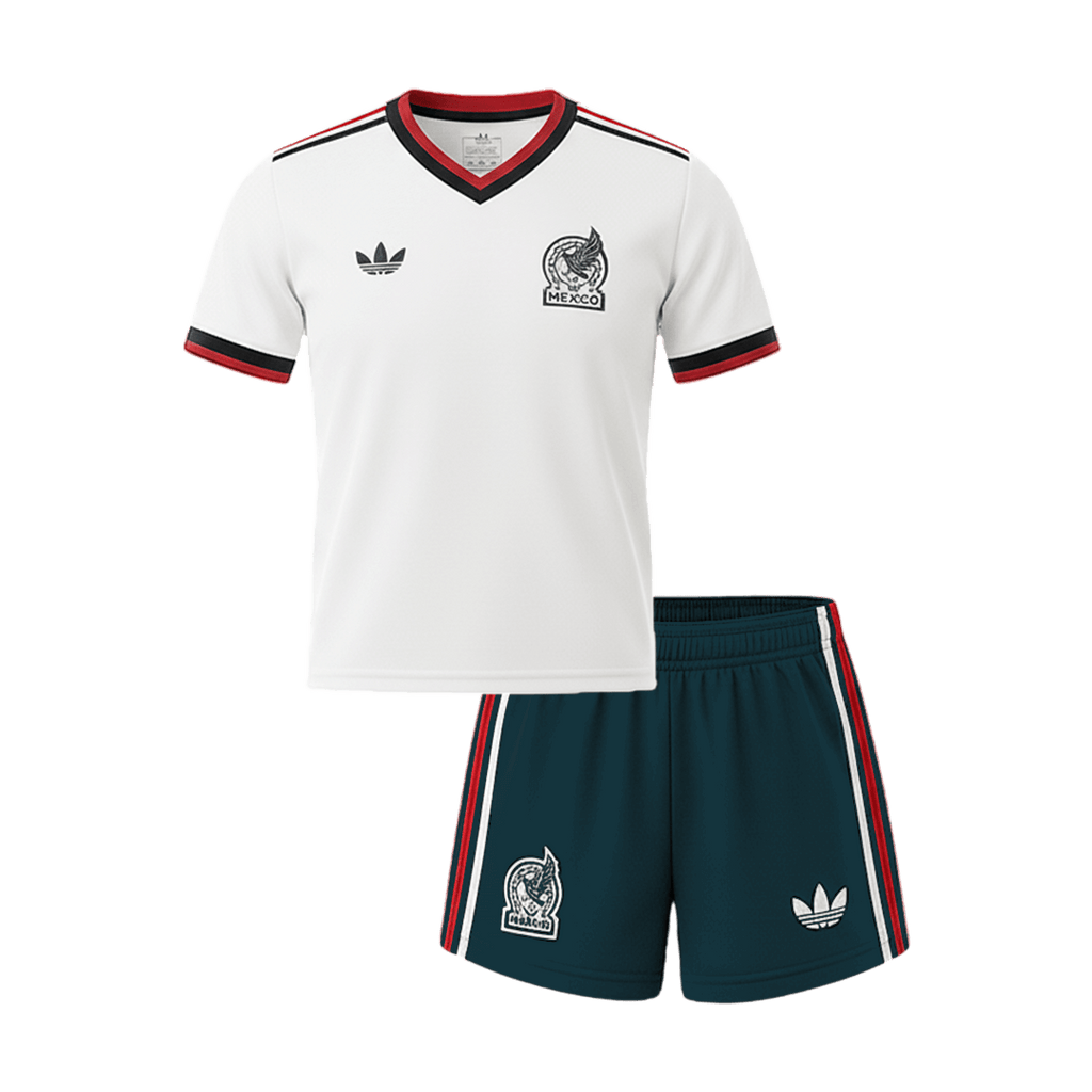 Kid's Mexico Away Soccer Jersey Kit(Jersey+Shorts) World Cup 2026 White - Football Shirt | SmartJerseys | Official Quality