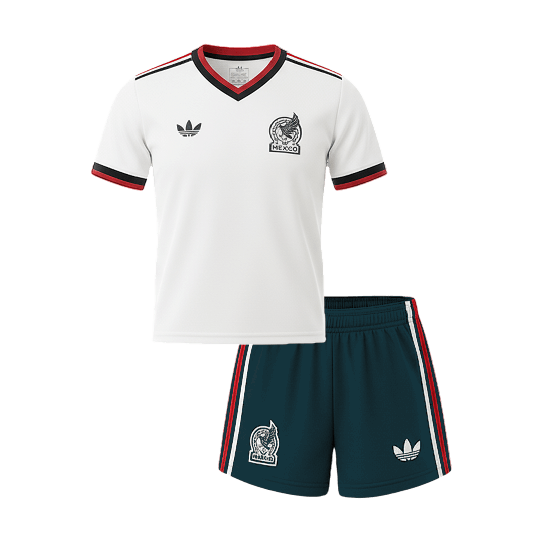 Kid's Mexico Away Soccer Jersey Kit(Jersey+Shorts) World Cup 2026 White - Football Shirt | SmartJerseys | Official Quality