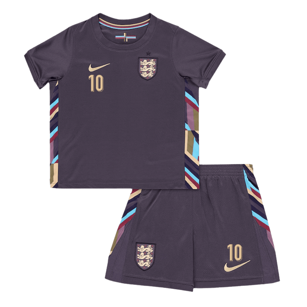 England BELLINGHAM #10 Away Jersey Kit EURO 2024 Kids(Jersey+Shorts)
