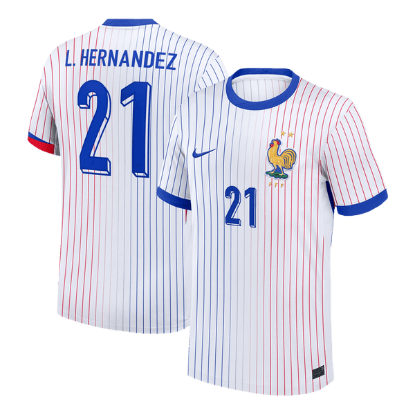 L.HERNANDEZ #21 France Euro Away Soccer Jersey 2024 White - Football Shirt | SmartJerseys | Official Quality