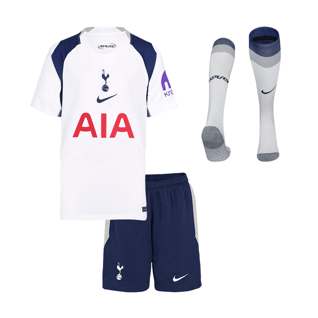 Kid's Tottenham Hotspur Home Soccer Jersey Kit(Jersey+Shorts+Socks) 25/26 White - Football Shirt | SmartJerseys | Official Quality