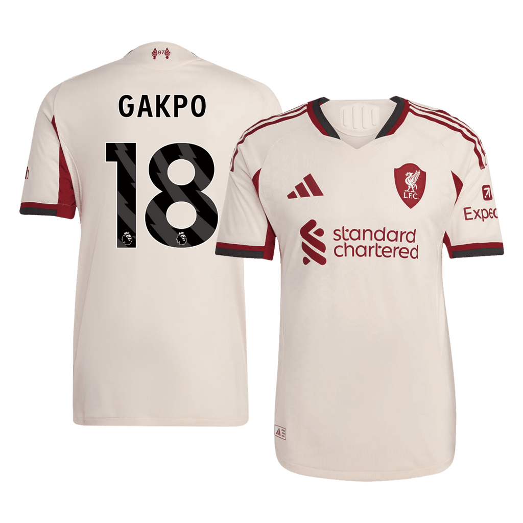 GAKPO #18 Authentic Liverpool Away Soccer Jersey 25/26 White - Football Shirt | SmartJerseys | Official Quality
