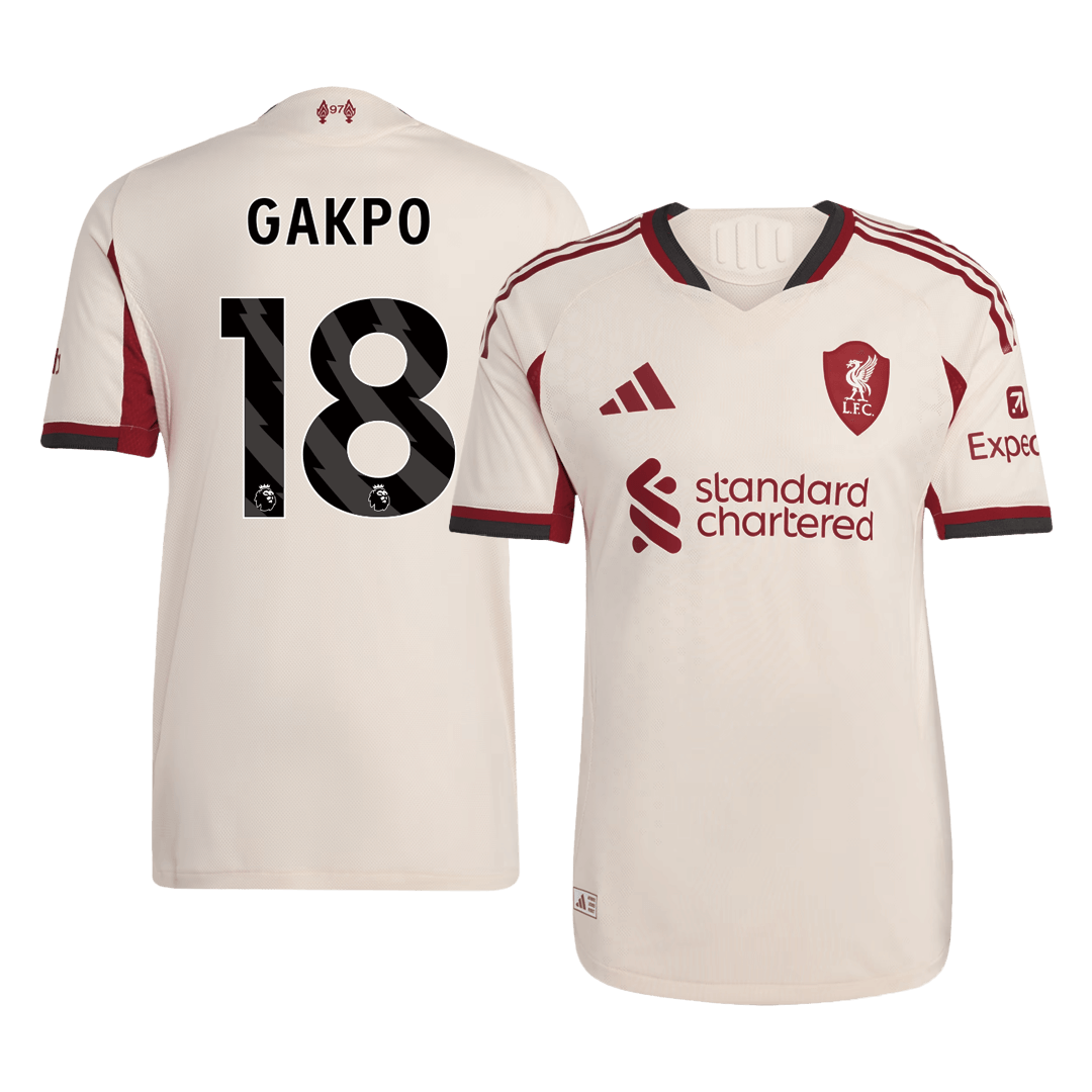 GAKPO #18 Authentic Liverpool Away Soccer Jersey 25/26 White - Football Shirt | SmartJerseys | Official Quality