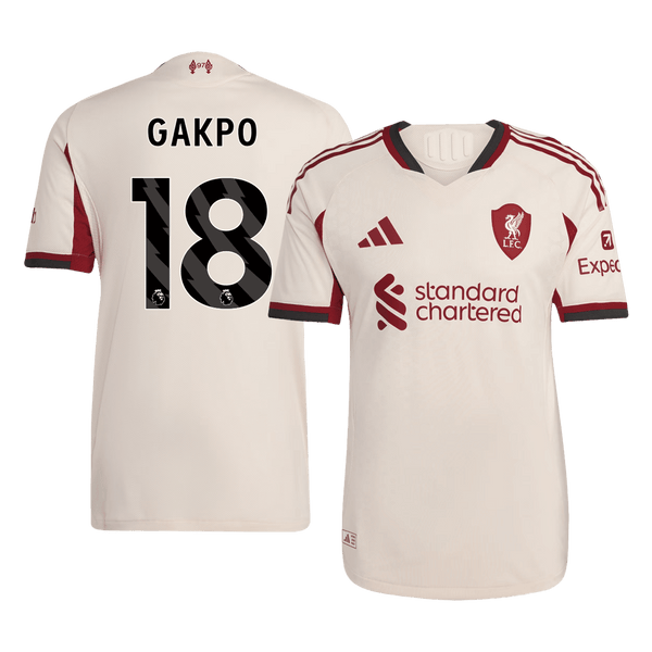 GAKPO #18 Authentic Liverpool Away Soccer Jersey 25/26 White - Football Shirt | SmartJerseys | Official Quality