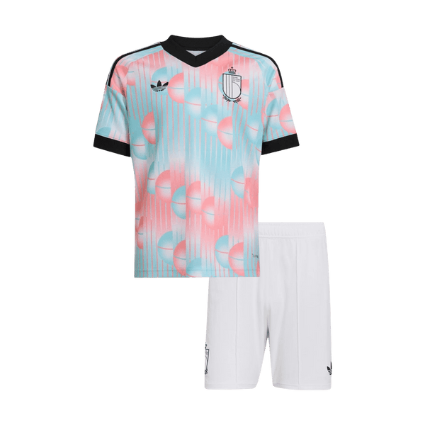 Kid's Belgium Away Soccer Jersey Kit(Jersey+Shorts) World Cup 2026 Blue&Pink