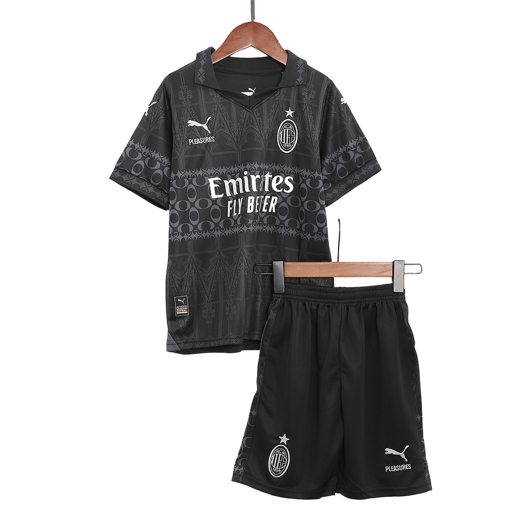 AC Milan x Pleasures Fourth Away Jersey Kit 2023/24 Kids(Jersey+Shorts) - Football Shirt | SmartJerseys | Official Quality