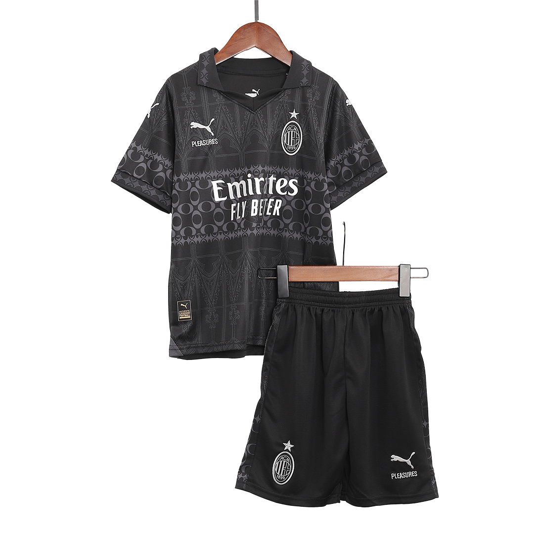 AC Milan x Pleasures Fourth Away Jersey Kit 2023/24 Kids(Jersey+Shorts) - Football Shirt | SmartJerseys | Official Quality