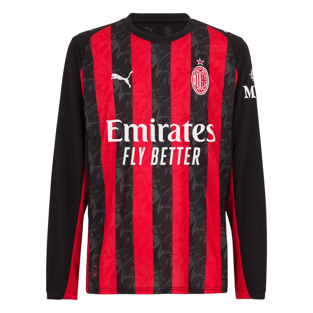 AC Milan Long Sleeve Home Soccer Jersey 2025/26 - Football Shirt | SmartJerseys | Official Quality