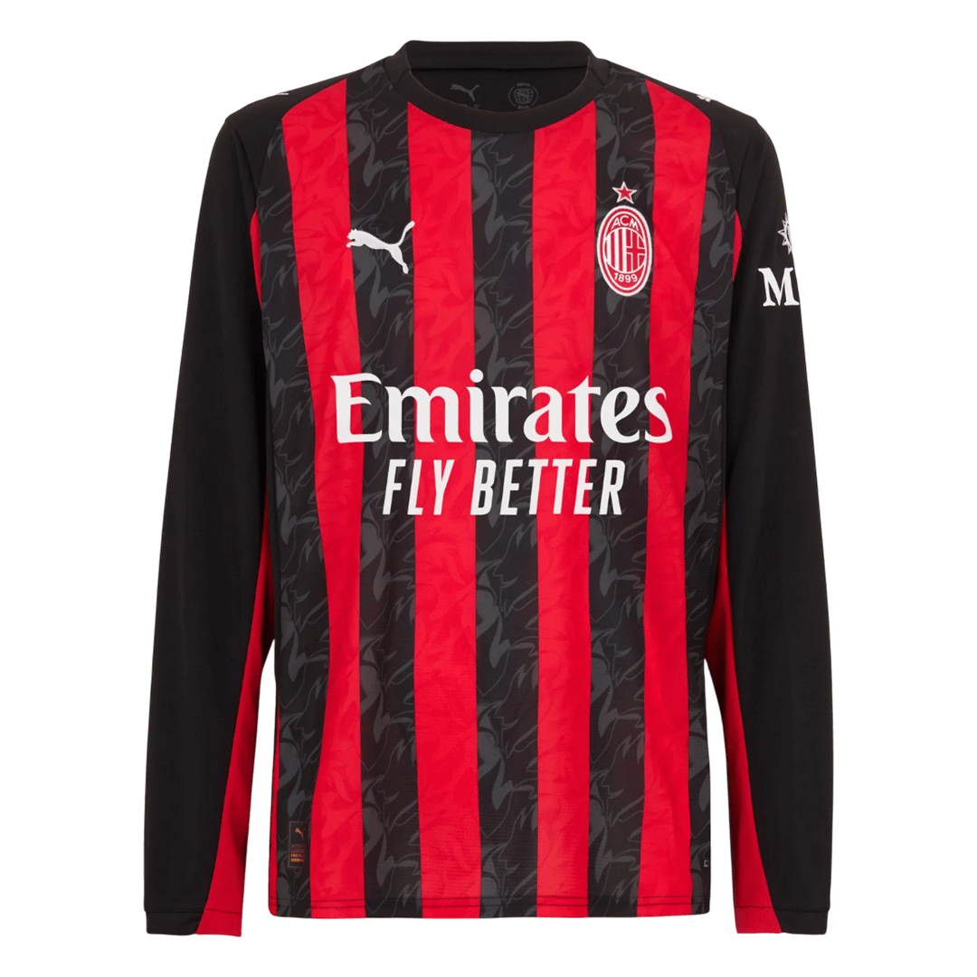 AC Milan Long Sleeve Home Soccer Jersey 2025/26 - Football Shirt | SmartJerseys | Official Quality