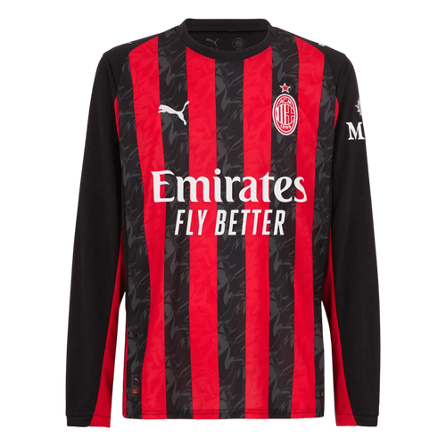 AC Milan Long Sleeve Home Soccer Jersey 2025/26 - Football Shirt | SmartJerseys | Official Quality